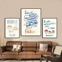 1 件食物早餐俱乐部海报意大利烩饭牛肝菌羊角面包印刷品帆布画趣味咖啡馆海报墙壁艺术图片适用于厨房装饰帆布，无框