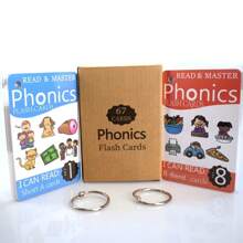 I Can Read Phonics CVC Word Learning Flashcards, English Flashcards, Educational Learning Toys, Learning School Classroom Supplies, Educational Reading Toys For Indoor And Outdoor Reading (Some Accessories Are Random, With Two Metal Rings Included), Best Gift (Style Random)