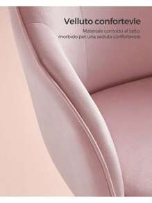 SONGMICS Sedia da Studio in Casa, Sedia Girevole, Regolabile in Altezza, Portante 110 kg, Struttura Acciaio, Tessuto di Velluto Respirante, Studio, Camera da Letto, Rosa Gelatina