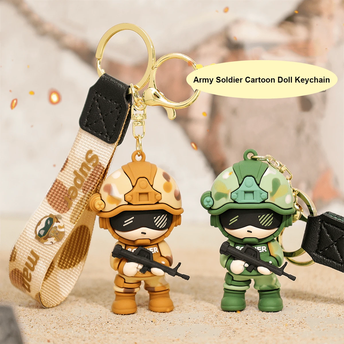 1pc Military Special Forces Cartoon Figure Keychain, Suitable For Bag Decoration, Gift For Friends - Multicolor - View 1
