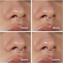 16G 316L不锈钢花朵银色鼻环，雏菊铰链式鼻环，18K镀金穿刺饰品礼品 - 多色 - 查看 3