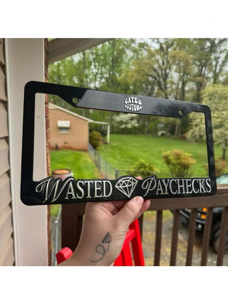 Wasted Paychecks License Plate Frame SHEIN USA
