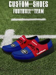 Men's Custom Logo Custom Name Loafers, Buffalo Football Designed Lightweight Comfortable London Sole Canvas Shoes For Spring, Summer, Autumn And Winter, Slouchy Loafers, Personalized Fun Unique Gift For Mom/Dad/Her/Him/Girlfriend/Boyfriend/Wife/Husband/Friend