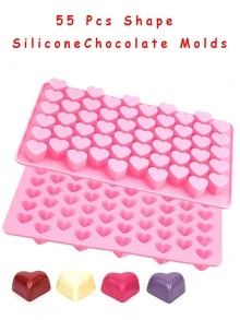 1/2 件，心形硅胶模具，55 孔冰块托盘，弹簧巧克力糖果制作模具，树脂粘土糖果模具，软糖巧克力饼干 DIY 模具，厨房配件， - 彩色 - 查看 7