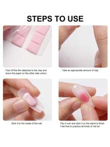 FULL BEAUTY 48 miếng keo dán móng tay màu hồng, đất sét, gel dính dùng nhiều lần để thực hành, trưng bày móng giả, dụng cụ làm móng, đồ dùng làm móng, dụng cụ làm móng, dụng cụ làm móng, trở lại trường, làm móng, dụng cụ làm móng để ấn vào móng - Hồng - Xem 6