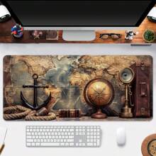 Oversized nautische Karten Gaming Mauspad, Büro Schreibtischunterlage, E-Sport Tastatur Matte, Gummi rutschfestes Design, Extra groß & dick, umsäumter Rand, strapazierfähig & waschbar Rückkehr zur Schule Gaming Mauspad