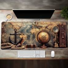 Oversized nautische Karten Gaming Mauspad, Büro Schreibtischunterlage, E-Sport Tastatur Matte, Gummi rutschfestes Design, Extra groß & dick, umsäumter Rand, strapazierfähig & waschbar Rückkehr zur Schule Gaming Mauspad