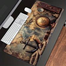 Oversized nautische Karten Gaming Mauspad, Büro Schreibtischunterlage, E-Sport Tastatur Matte, Gummi rutschfestes Design, Extra groß & dick, umsäumter Rand, strapazierfähig & waschbar Rückkehr zur Schule Gaming Mauspad