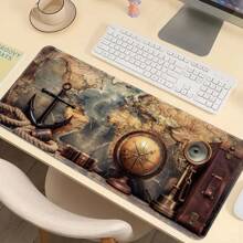 Oversized nautische Karten Gaming Mauspad, Büro Schreibtischunterlage, E-Sport Tastatur Matte, Gummi rutschfestes Design, Extra groß & dick, umsäumter Rand, strapazierfähig & waschbar Rückkehr zur Schule Gaming Mauspad