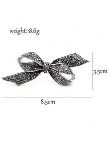 1 pieza Broche de cinta negra clásica y elegante de estilo retro para mujer, accesorio de moda para abrigo y ropa