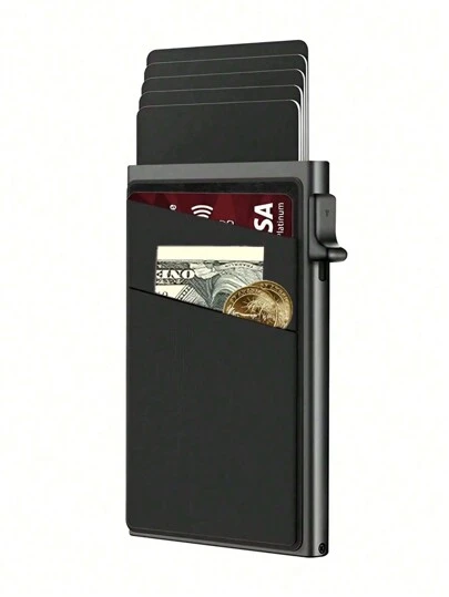 纯色卡包，铝合金卡槽，父亲节礼物，名片夹，超薄轻巧便携，可装现金、身份证、信用卡、零钱包，生日礼物，周年纪念日礼物，情人节礼物，大学生礼物，高中生礼物，男女通用，爸爸卡包，男士卡包，教师节礼物，送给男朋友的礼物，送给丈夫的礼物，送给叔叔的礼物，送给兄弟的礼物，适合假日旅行、休闲户外运动或度假旅行，毕业礼物，生日服饰配饰