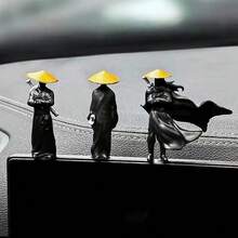 3 件复古剑客装饰，中国风武术武士装饰，适用于汽车中控台/仪表板/桌面 - 彩色 - 查看 1