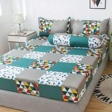 3-Piece Microfiber Bed Sheet Set With Assorted Prints, Queen And Single Sizes - In hình học - Xem 5