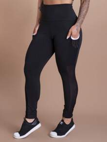 Leggings And Shorts Kit With Pocket Mesh Fitness High Waist Women's Fitness Gym Workout GJR Modas - 白色 - 查看 4
