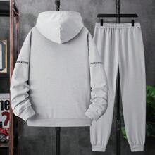 New American Style 2pcs Hooded Sports Casual Tracksuit Set For Spring Autumn