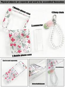 挂绳 1 件郁金香图案透明 PC 硬壳，带可拆卸肩带和连接器，防刮防摔保护，适用于 Z Flip3/Flip4/Flip5/Flip6 防水防震
