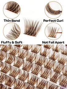 Asiteo 140 片棕色 D 卷假睫毛簇棕色睫毛簇混合长度 8-16 毫米可 DIY 卷曲浓密仿貂皮假睫毛睫毛簇，睫毛簇，单根睫毛，睫毛，假睫毛