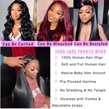 200% Density HD Lace Front Wigs Human Hair Real Full Large Lace Space 13x6 Straight Lace Frontal Wigs Human Hair Pre Plucked For Women - Black - View 3