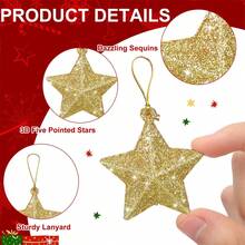 6 đồ trang trí ngôi sao lấp lánh màu vàng, mặt dây chuyền cây thông Noel bằng nhựa lễ hội, không cần nguồn điện, đồ trang trí ngày lễ cho nhà bếp và gia đình, đồ trang trí tiệc Giáng sinh, 2025 - Nhiều màu - Xem 7