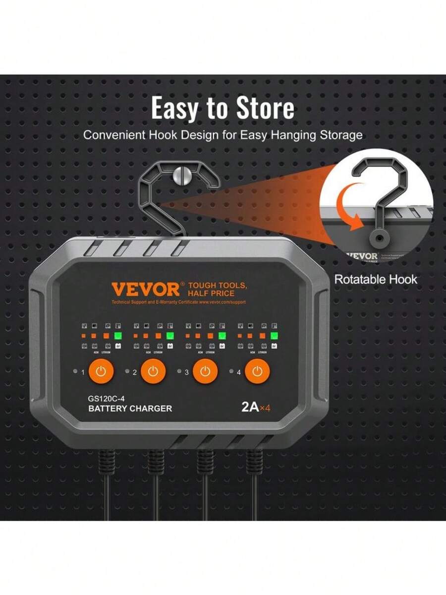 VEVOR Smart Battery Charger, LiFePO4 LeadAcid (AGM / Gel / SLA) Car