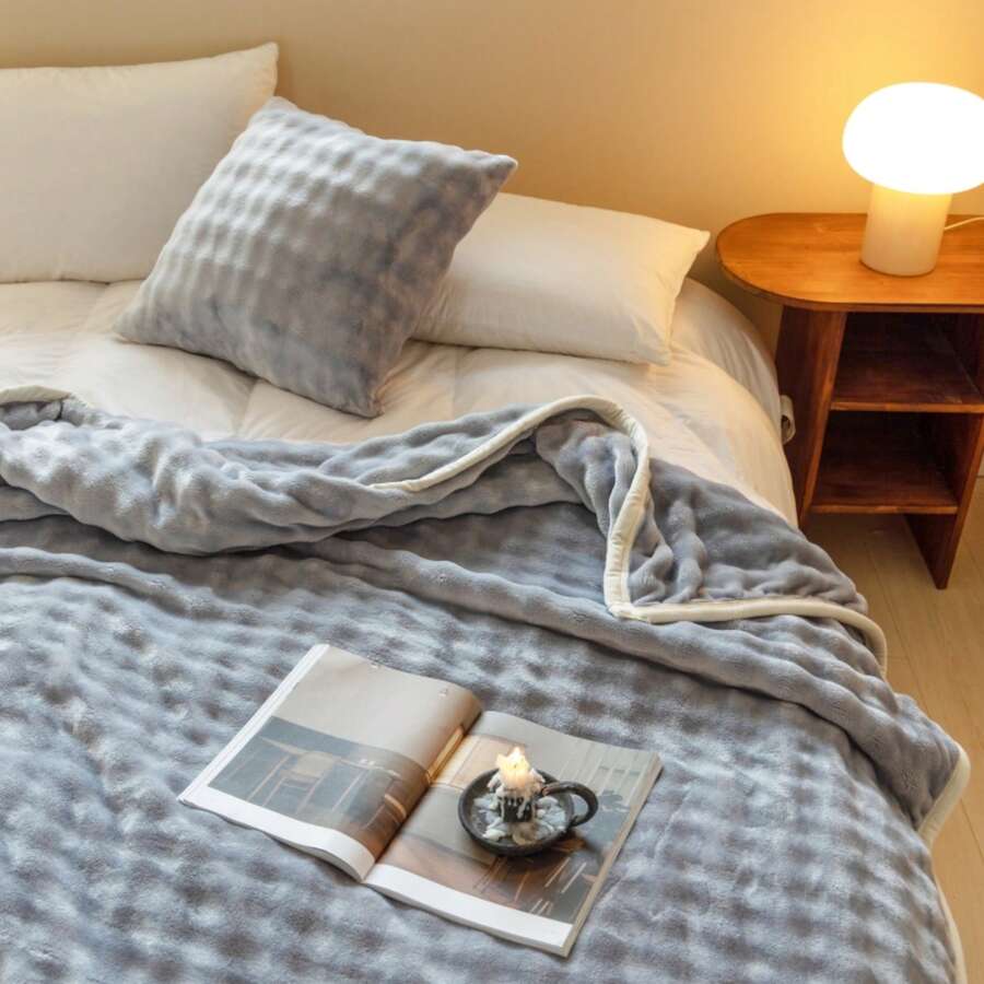 Soft & Cozy Rabbit Fleece Blanket, Thick & Warm, DualPerson Plush