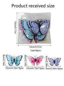 1 套/12 件 3D 蝴蝶墙贴，彩色渐变 3D 蝴蝶与花卉英文字母墙贴，适用于客厅、卧室、浴室、墙壁背景装饰家居贴纸 - 彩色 - 查看 3