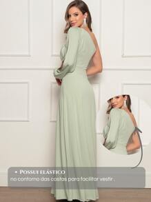 PAETE CLOTHING Long Terracotta Bridesmaid Party Dress Light Summer - Mint Green - View 3
