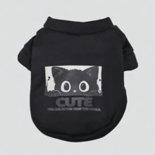 Áo hoodie chui đầu, họa tiết mèo hoạt hình đáng yêu, ấm áp và dày, thích hợp cho thú cưng như chó Poodle và mèo, thiết kế thời trang - trắng - Xem 7