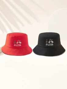 Unisex Colorful "Silly Goose" Pattern Bucket Hat, Suitable For Outdoor Travel, Beach Vacation, Holidays And Casual Fashion, Great As Christmas Gift - Multicolor - View 3