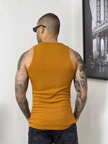 Men's American Style Ribbed Knit Tank Top - Lạc đà - Xem 2