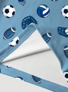 2pcs Snug Fit Tween Boy Baseball, Football, Rugby Long Sleeve Top And Pants Sleepwear Set - Multicolor - View 5