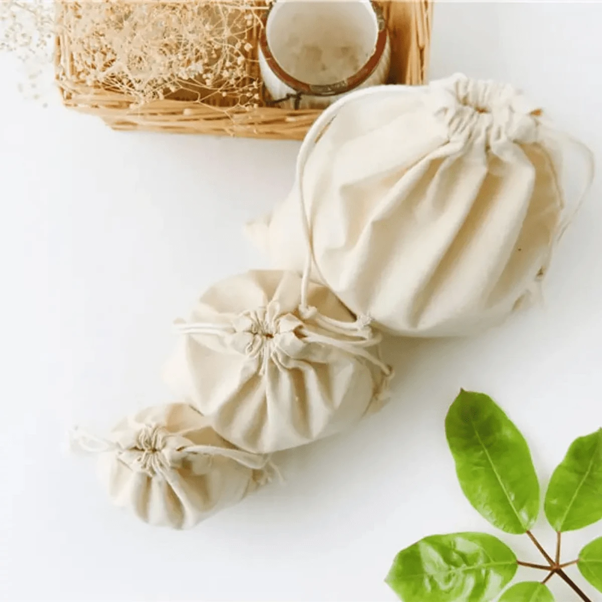 1/5/10pcs Plain Drawstring Bags, DIY Drawstring Pouches, Canvas Drawstring Pockets, Powder Packaging Bags, Gift Bags, Halloween Candy Bags, Canvas Drawstring Bags, Mesh Bags, Reusable Vegetable & Fruit Bags, Gift Bags, Storage Bags - Beige - View 1