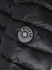 Young Boy Children Padded Coat Mid Length Hooded Long Sleeved Warm Real Pocket Zipper Warm Windproof Winter Bread Jacket - Black - View 3