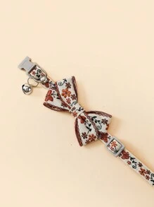 1 件装宠物项圈刺绣花朵蝴蝶双层领结带铃铛项圈适用于小型猫和狗 - 彩色 - 查看 4