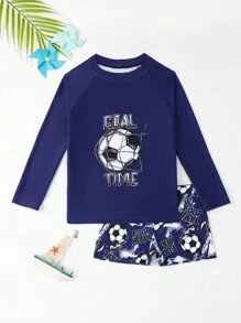 WD VEST Football Themed Boys Beach Set – Perfect For Future Champions! I3080B - 藏蓝色 - 查看 1