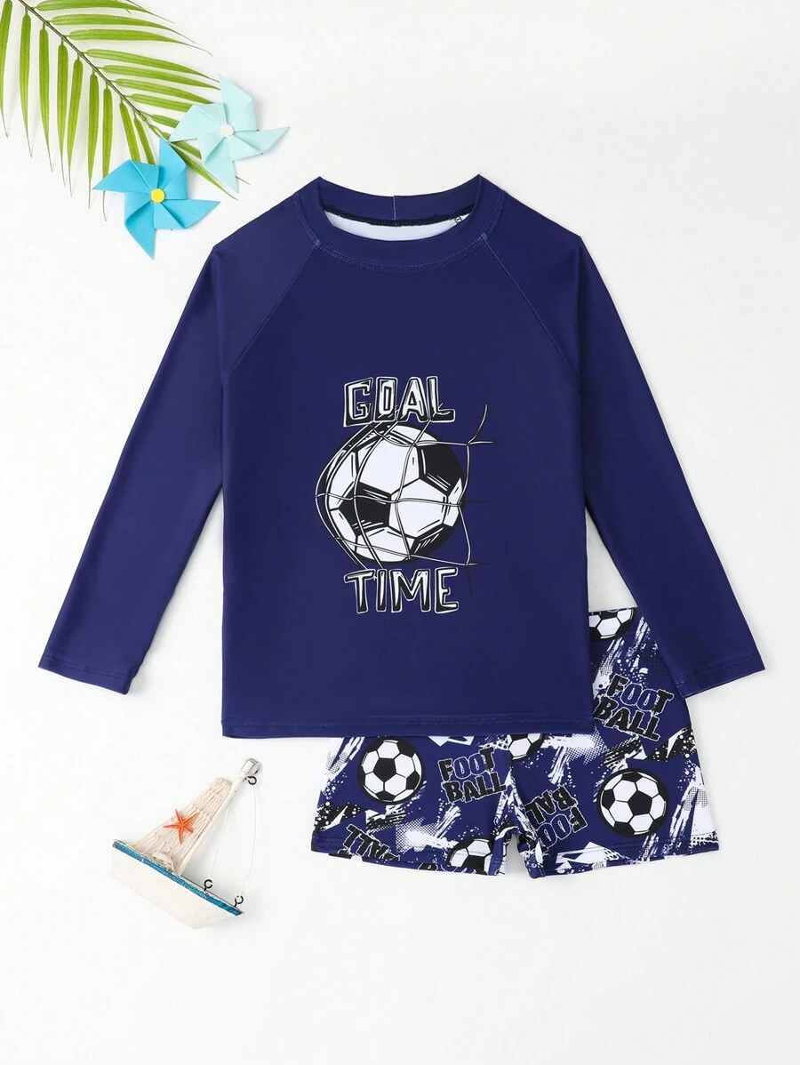 WD VEST Football Themed Boys Beach Set – Perfect For Future Champions! I3080B - 藏蓝色 - 查看 1