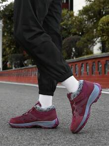 Giày bốt đi tuyết cổ điển mới cho nữ năm 2024, đơn giản, đa năng, mềm mại, ấm áp, thoải mái, cỡ lớn, màu trơn, đế dày, đế xuồng cho nữ, thanh lịch và thời trang - ngày màu đỏ - Xem 7