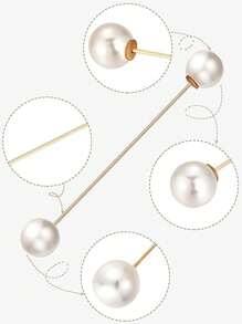 4pcs Sweater Shawl Pins With Faux Pearl Brooch, Women Cardigans Sweater Clips,Vintage Shirt Collar Clips, Clothing Accessories, Multiple Colors Dress Accessories Pin For Clothes Bag Charm School