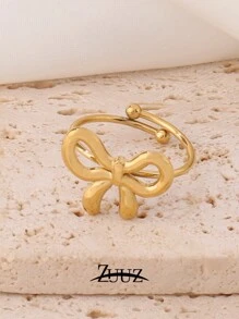 1pc Fashion Stainless Steel Rings For Women Bowknot Ribbon Style Adjustable Open Ring Female Jewelry Best Friends Gifts