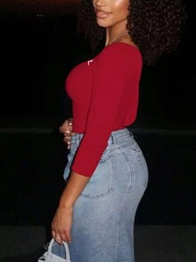 时尚别致甜美可爱女士T恤，修身，精致设计，适合独立日、毕业季、秋冬季