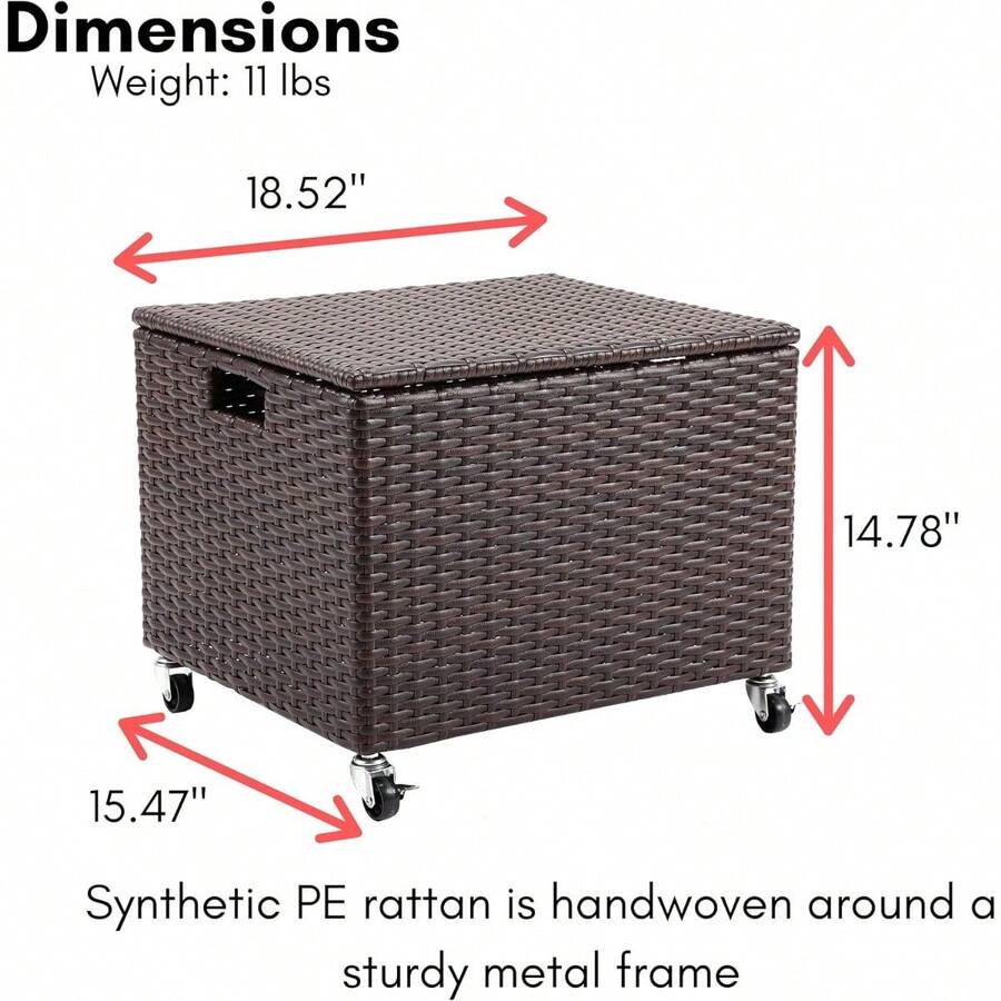 Rolling File Box Storage With Wheels Weatherproof Rattan
