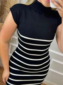 Evangelical Fashion Gospel Tube Midi Dress Trico Modal/Feminine Social Clothing Women's Secretarial - 紅色 - 查看 3