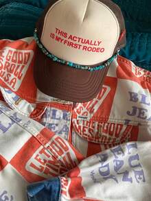 1pc Fashionable Hat Chain Cowboy Western Style Turquoise Bead Decor Accessory, Versatile Hat Brim Pendant Chain Ornament - Green - View 5