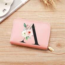 Ví đựng thẻ in chữ hoa nhỏ gọn & sang trọng - Da giả, Khóa kéo, Nhiều ngăn đựng thẻ và Ví đựng tiền xu - Hoàn hảo cho mục đích sử dụng hàng ngày, Sức chứa lớn và thanh lịch, Thiết kế tinh tế, Quà tặng cho phụ nữ - Hồng - Xem 3