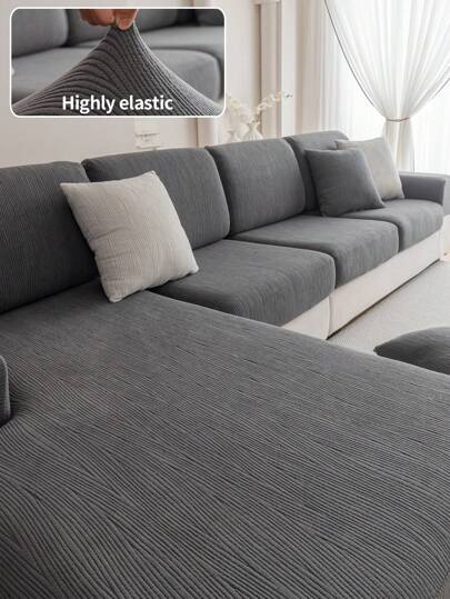 1pc Jacquard Elastic Sofa Seat Cover, Anti-Slip Sofa Cushion Cover, Applicable For L-Shaped Sofa And 1/2/3/4-Seater Sofas