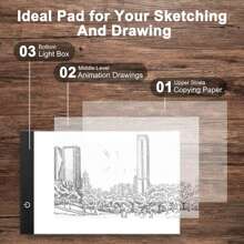 1 pezzo Tavoletta luminosa a LED per pittura a diamanti, A3/A4/A5 Tavolo luminoso per disegno e tracciatura, Lightbox fai-da-te, Tavolo luminoso per giochi e apprendimento, Regalo per feste e compleanni, Alimentazione USB, 3 livelli di luminosità, protezione per gli occhi, 3 colori e 3 formati, adatta per pittura a diamanti, disegno, cartoni animati, pittura ad olio, schizzi, pittura con sabbia