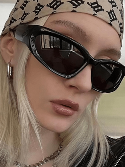 Unissex Y2K Cyberpunk Óculos De Sol Prateado Preto para Homens Mulheres Lentes De Ciclismo