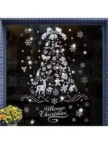 Miếng dán trang trí cửa sổ tĩnh điện có thể tháo rời hình bông tuyết và cây thông Noel, thích hợp cho cửa hàng, cửa sổ cửa hàng, tường, trang trí theo phong cách mới năm 2025 - Nhiều màu - Xem 17