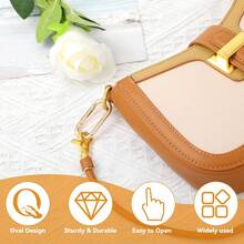 5 件椭圆形登山扣夹，金属弹簧钥匙圈，扳机按扣 O 形环钩夹弹簧钥匙圈扣重型椭圆形狗牌夹适用于包包钱包钥匙扣替换件 - 金色 - 查看 7