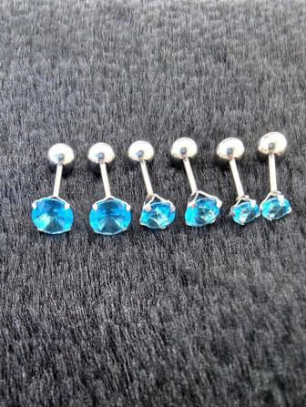 6pcs/Set Stainless Steel & Ear Bone Stud Earrings For Women